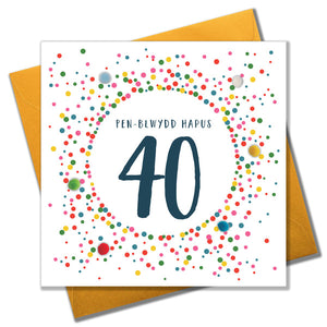 Image shows 40th Birthday card with confetti design.