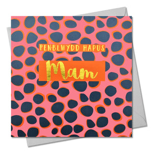 Image shows Pink leopard print design Happy Birthday Mam card.