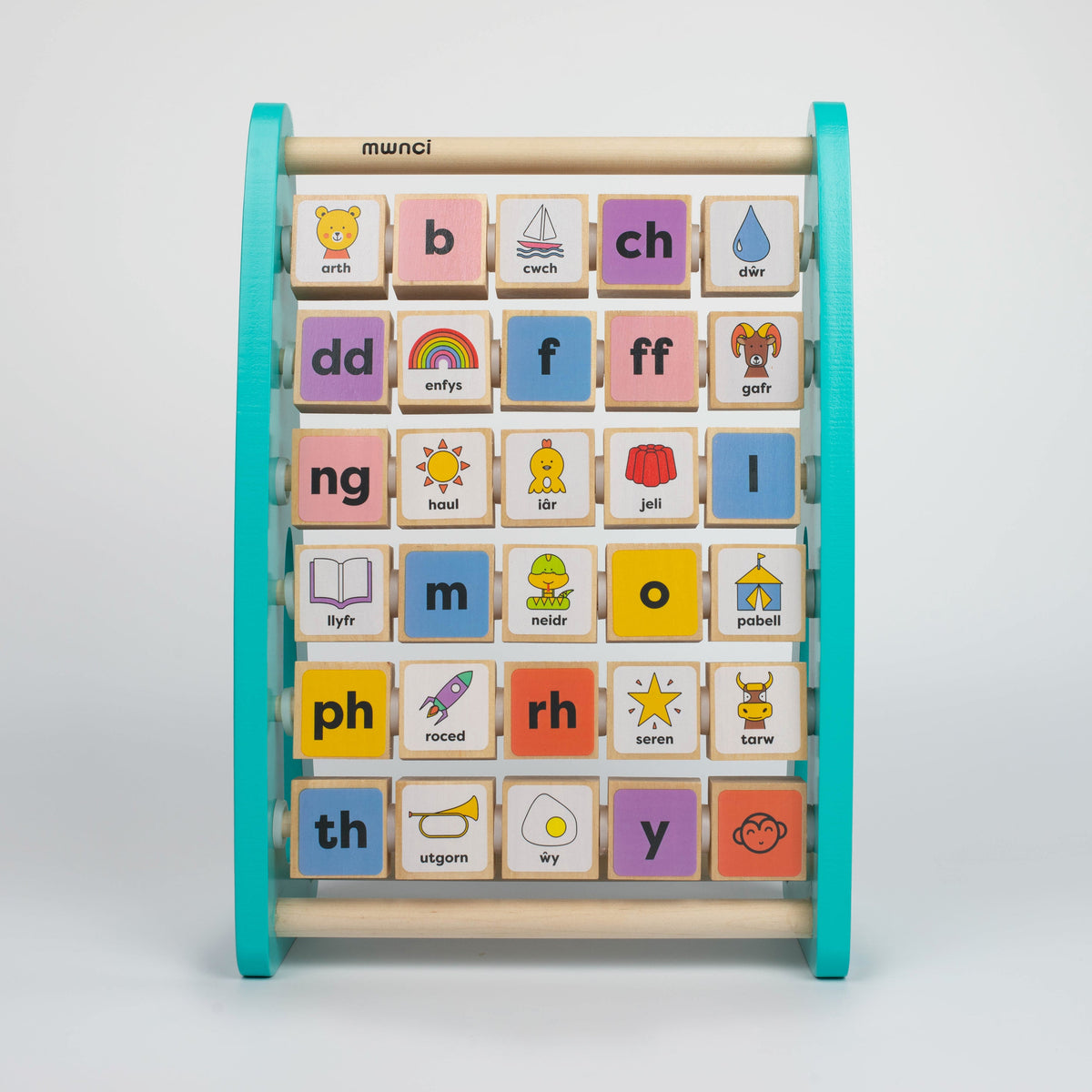 Image shows  Abacus with Welsh alphabet.