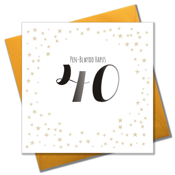 Image shows 40th Birthday card with gold star Design.