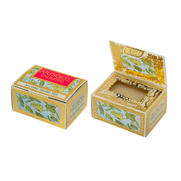 Image shows boxes gift soap in gorgeous packaging.
